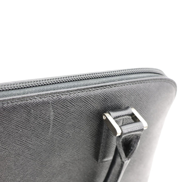 BURBERRY Dome Front Pocket Leather Top Handle Bag Black