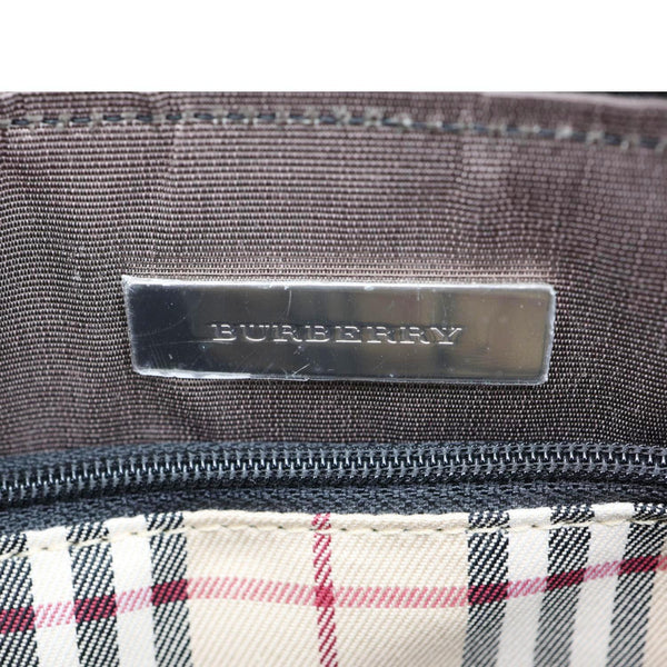 BURBERRY Dome Front Pocket Leather Top Handle Bag Black