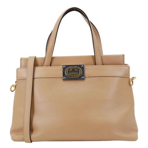 GUCCI Matisse GG Leather Top Handle Shoulder Bag Beige 631663