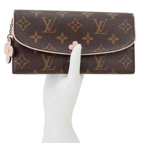 LOUIS VUITTON Emilie Bloom Flowers Monogram Canvas Wallet Rose Ballerine