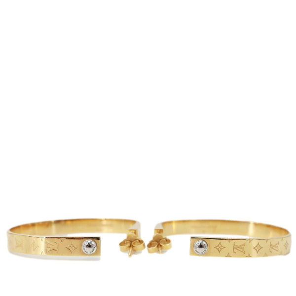 LOUIS VUITTON Nanogram Hoop Metal Earrings gold