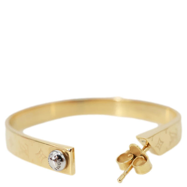 LOUIS VUITTON Nanogram Hoop Metal Earrings gold