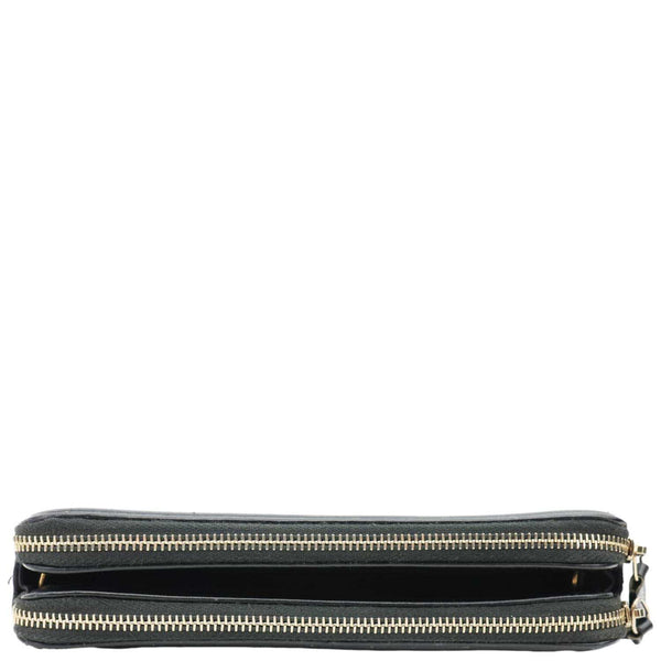 CHANEL CC Filigree Double Zip Quilted Caviar Leather Crossbody Bag Black