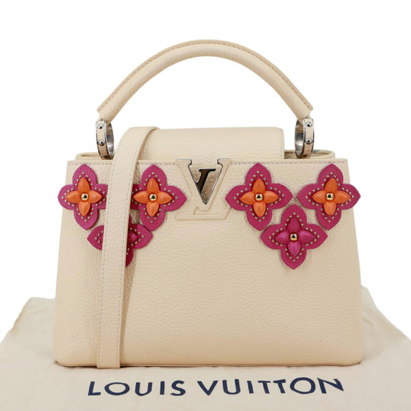 LOUIS VUITTON Capucines BB Mechanical Flowers Taurillon Leather Crossbody Bag Cream