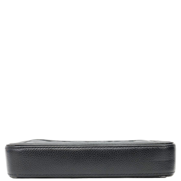 CHANEL CC Filigree Double Zip Quilted Caviar Leather Crossbody Bag Black