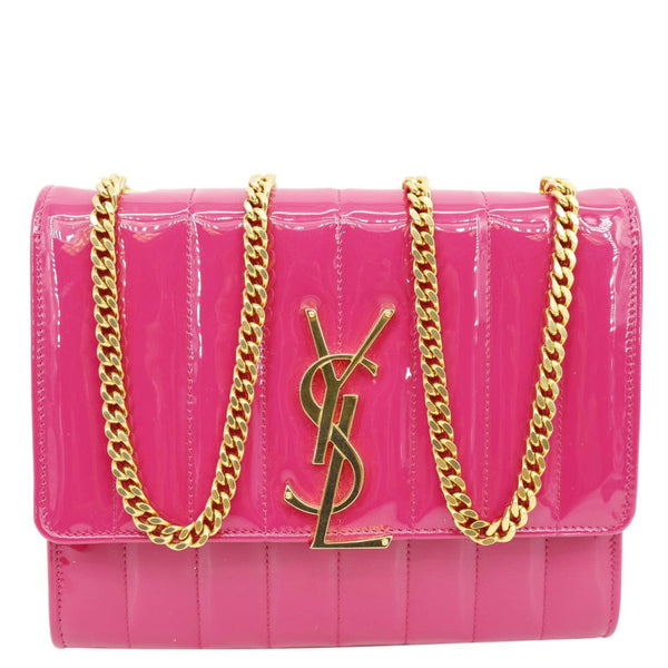 YVES SAINT LAURENT Vicky Patent Leather Crossbody Bag Pink