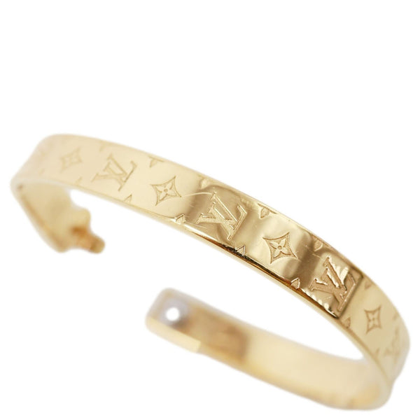 LOUIS VUITTON Nanogram Hoop Metal Earrings gold