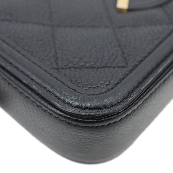 CHANEL CC Filigree Double Zip Quilted Caviar Leather Crossbody Bag Black