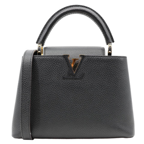 LOUIS VUITTON Capucines BB Taurillon Leather Satchel Bag Black
