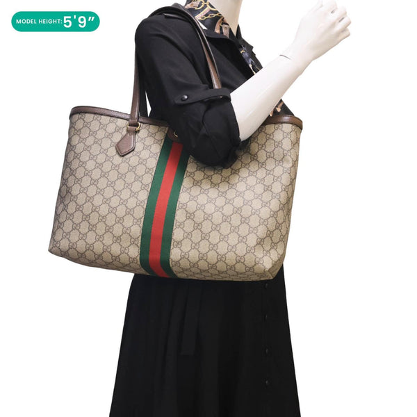 GUCCI Ophidia Medium GG Supreme Canvas Tote Bag Beige 631685