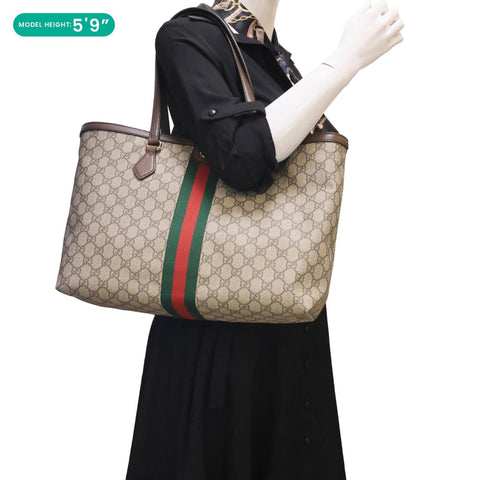 GUCCI Ophidia Medium GG Supreme Canvas Tote Bag Beige 631685