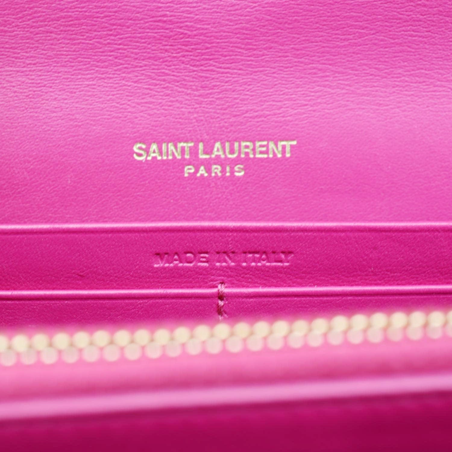 YVES SAINT LAURENT Vicky Patent Leather Crossbody Bag Pink