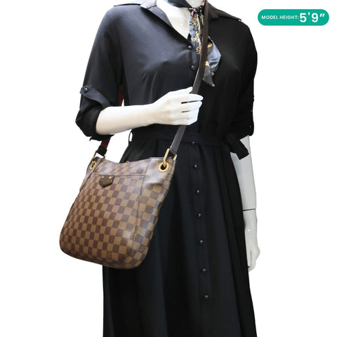 LOUIS VUITTON South Bank Besace Damier Ebene Crossbody Bag Brown