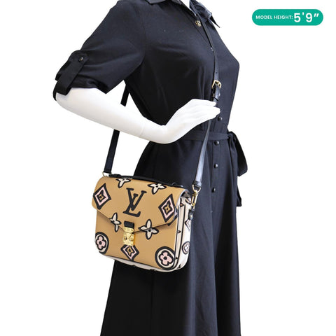 LOUIS VUITTON Metis Pochette Giant Monogram Wild At Heart Canvas Crossbody Bag Beige