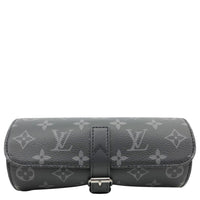 LOUIS VUITTON 3 Watch Case Monogram Eclipse Pouch Black