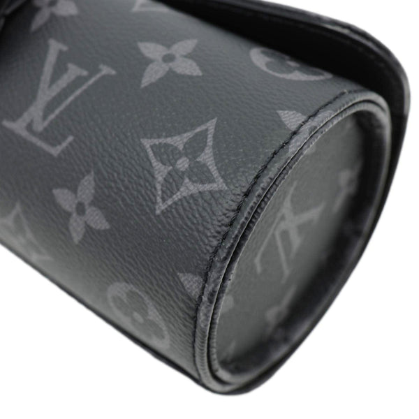LOUIS VUITTON 3 Watch Case Monogram Eclipse Pouch Black