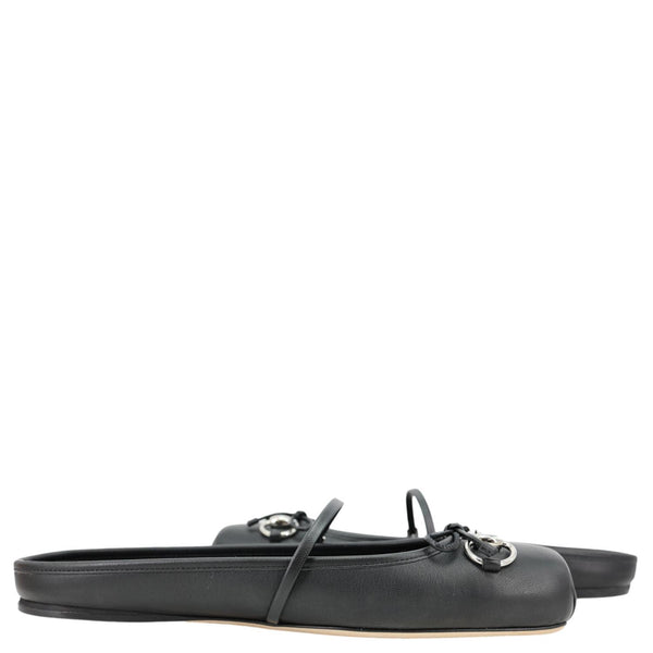 GUCCI Horsebit Calfskin Leather Mules Size 40 Black 850317