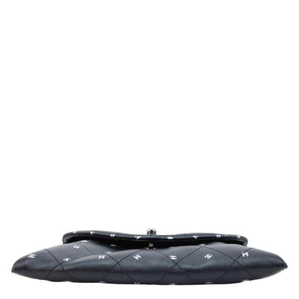 CHANEL CC Envelope Printed Lambskin Leather Chain Clutch Bag Black