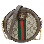 GUCCI Ophidia Mini GG Round Supreme Monogram Crossbody Bag Beige 550618