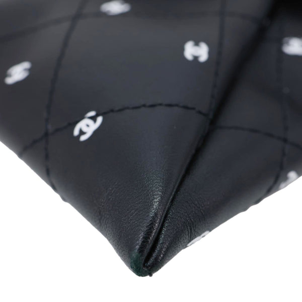 CHANEL CC Envelope Printed Lambskin Leather Chain Clutch Bag Black