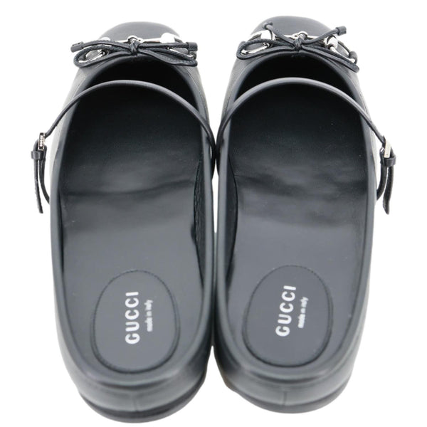 GUCCI Horsebit Calfskin Leather Mules Size 40 Black 850317