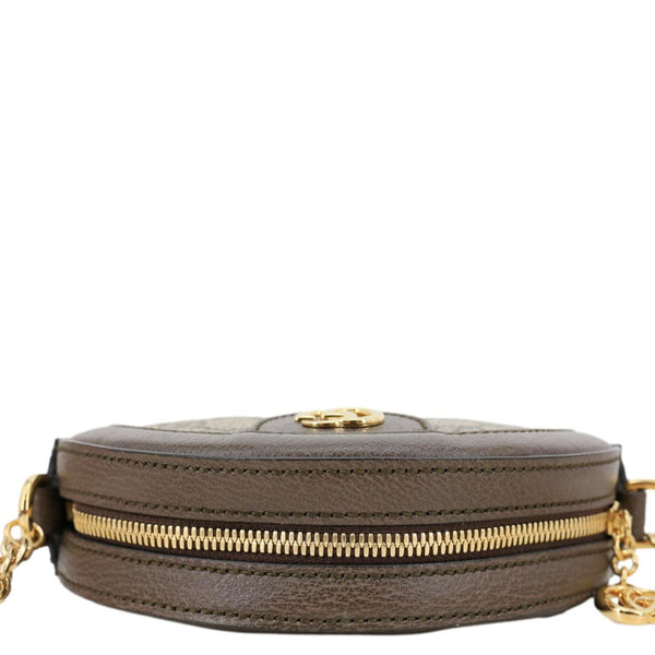 GUCCI Ophidia Mini GG Round Supreme Monogram Crossbody Bag Beige 550618