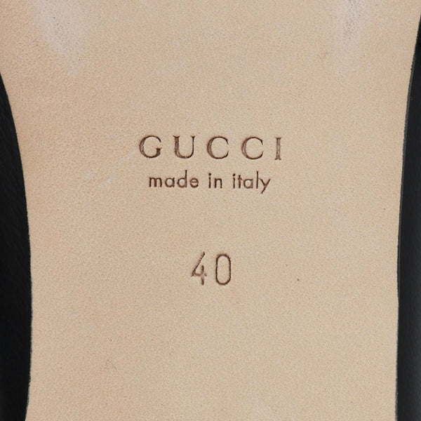 GUCCI Horsebit Calfskin Leather Mules Size 40 Black 850317