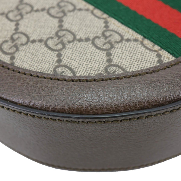 GUCCI Ophidia Mini GG Round Supreme Monogram Crossbody Bag Beige 550618