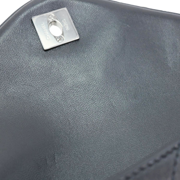 CHANEL CC Envelope Printed Lambskin Leather Chain Clutch Bag Black