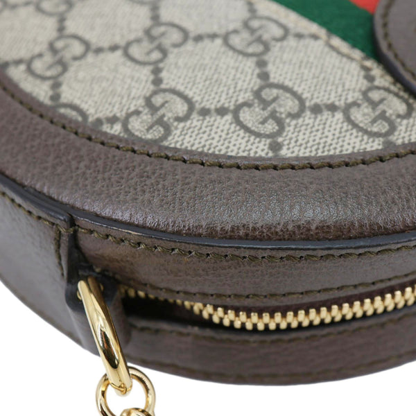 GUCCI Ophidia Mini GG Round Supreme Monogram Crossbody Bag Beige 550618