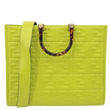 FENDI Sunshine Medium Zucca Embossed Leather Shopper Tote Bag Green