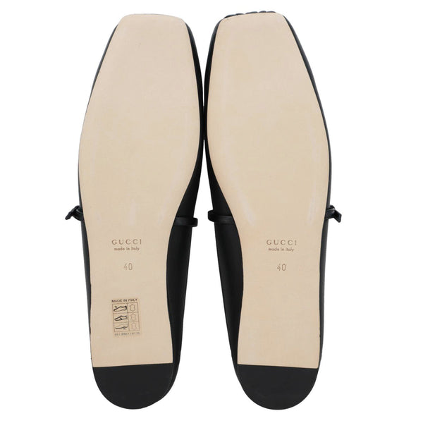 GUCCI Horsebit Calfskin Leather Mules Size 40 Black 850317