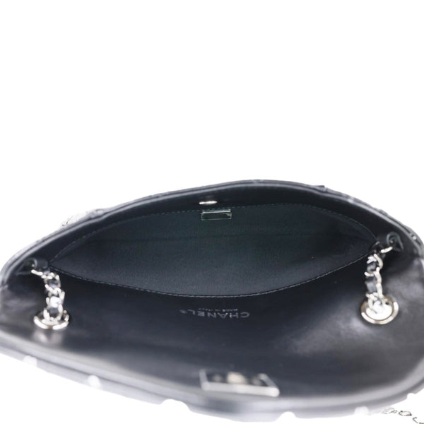 CHANEL CC Envelope Printed Lambskin Leather Chain Clutch Bag Black