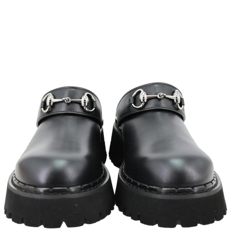 GUCCI Horsebit Leather Mules Size 40 Black 835829