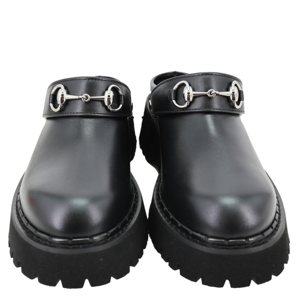 GUCCI Horsebit Leather Mules Size 40 Black 835829