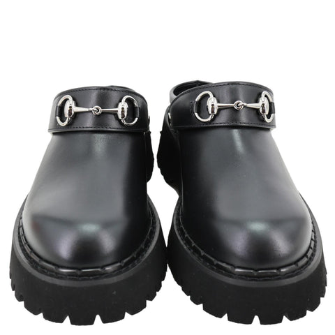 GUCCI Horsebit Leather Mules Size 40 Black 835829