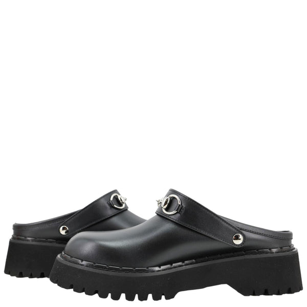 GUCCI Horsebit Leather Mules Size 40 Black 835829