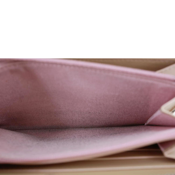 CHANEL Gusset Iridescent Leather Zip Around Wallet Pink