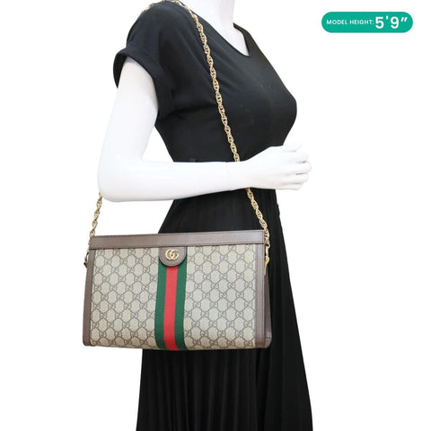 GUCCI Ophidia Medium GG Supreme Canvas Shoulder Bag Beige 503876