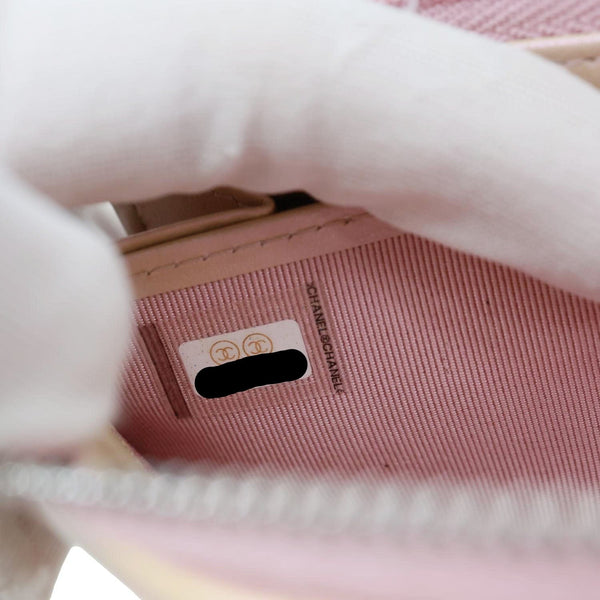 CHANEL Gusset Iridescent Leather Zip Around Wallet Pink