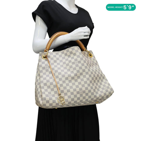 LOUIS VUITTON Artsy MM Damier Azur Hobo Bag White