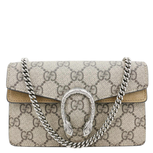 GUCCI Dionysus Super Mini GG Supreme Canvas Crossbody Bag Taupe 476432