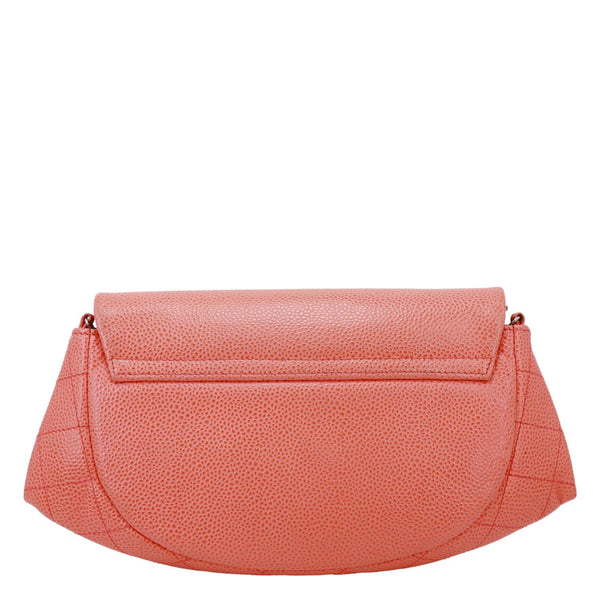 CHANEL Half Moon Caviar Leather Wallet On Chain Coral