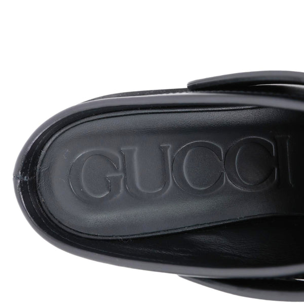 GUCCI Horsebit Leather Mules Size 40 Black 835829