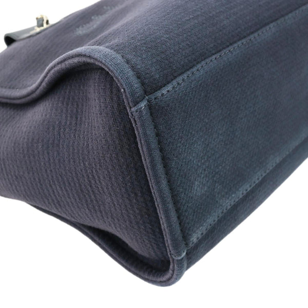 CHANEL Deauville Canvas Shopping Tote Bag Navy Blue