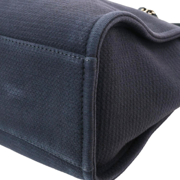 CHANEL Deauville Canvas Shopping Tote Bag Navy Blue