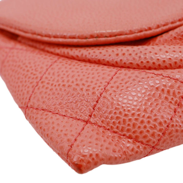 CHANEL Half Moon Caviar Leather Wallet On Chain Coral