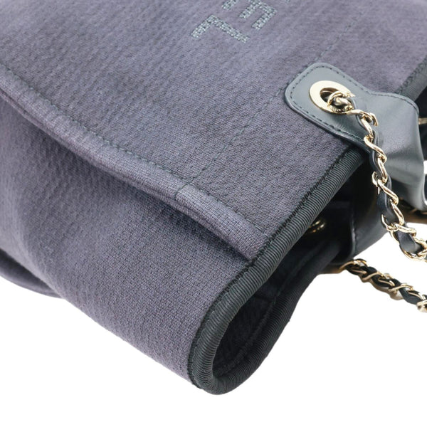 CHANEL Deauville Canvas Shopping Tote Bag Navy Blue