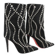 CHRISTIAN LOUBOUTIN Astrilarge Spike Suede Pika Red Sole Boots Black Size 36