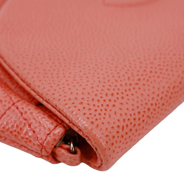 CHANEL Half Moon Caviar Leather Wallet On Chain Coral